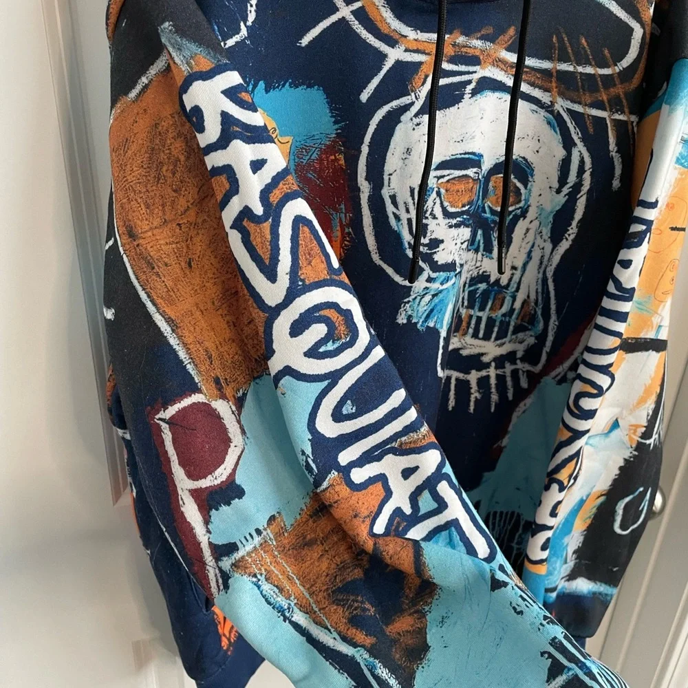 Jean-Michel Basquiat All Over Graffiti Print Hoodie - Picture 3 of 8